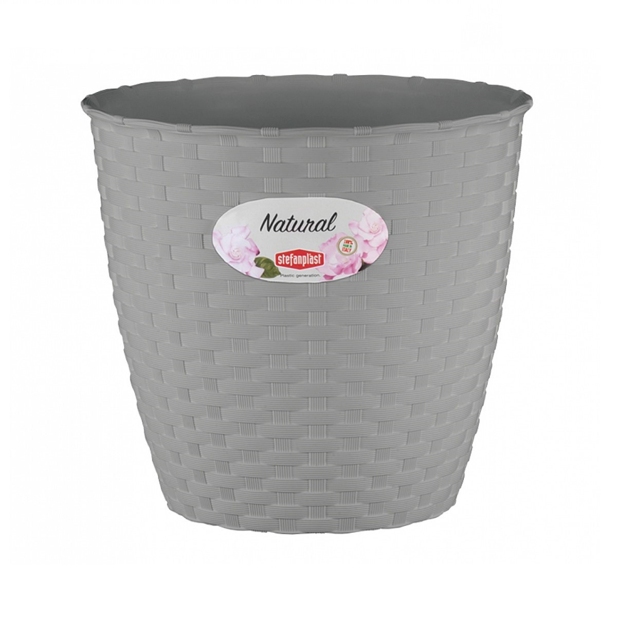 Obal na květináč NATURAL - šedý - 14 x 13 cm - 1 ks