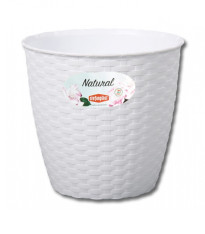 Obal na květináč NATURAL - bílý - 14 x 13 cm - 1 ks