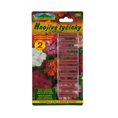 Tyčinkové hnojivo pro pelargonie, surfinie a jiné balkónové rostliny - Nohel Garden - 20 ks