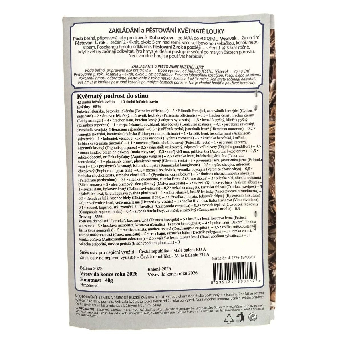 Květnatý podrost do stínu - Planta Naturalis - luční směs - 40 g