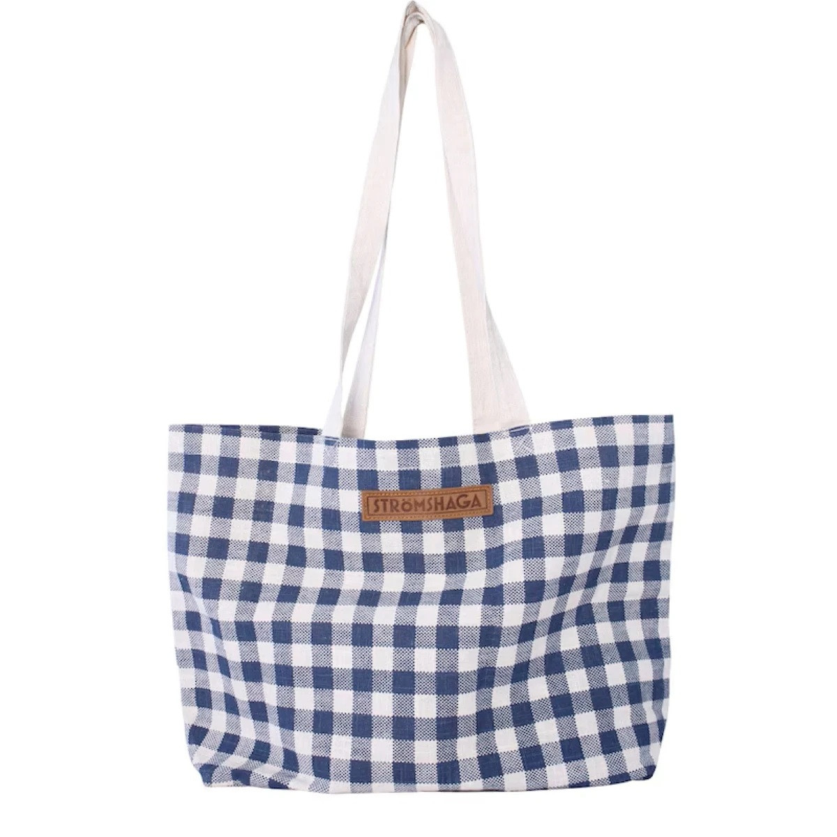 Plátěná taška s kostkovaným vzorem - modro-bílá - Strömshaga AB - 1 ks
