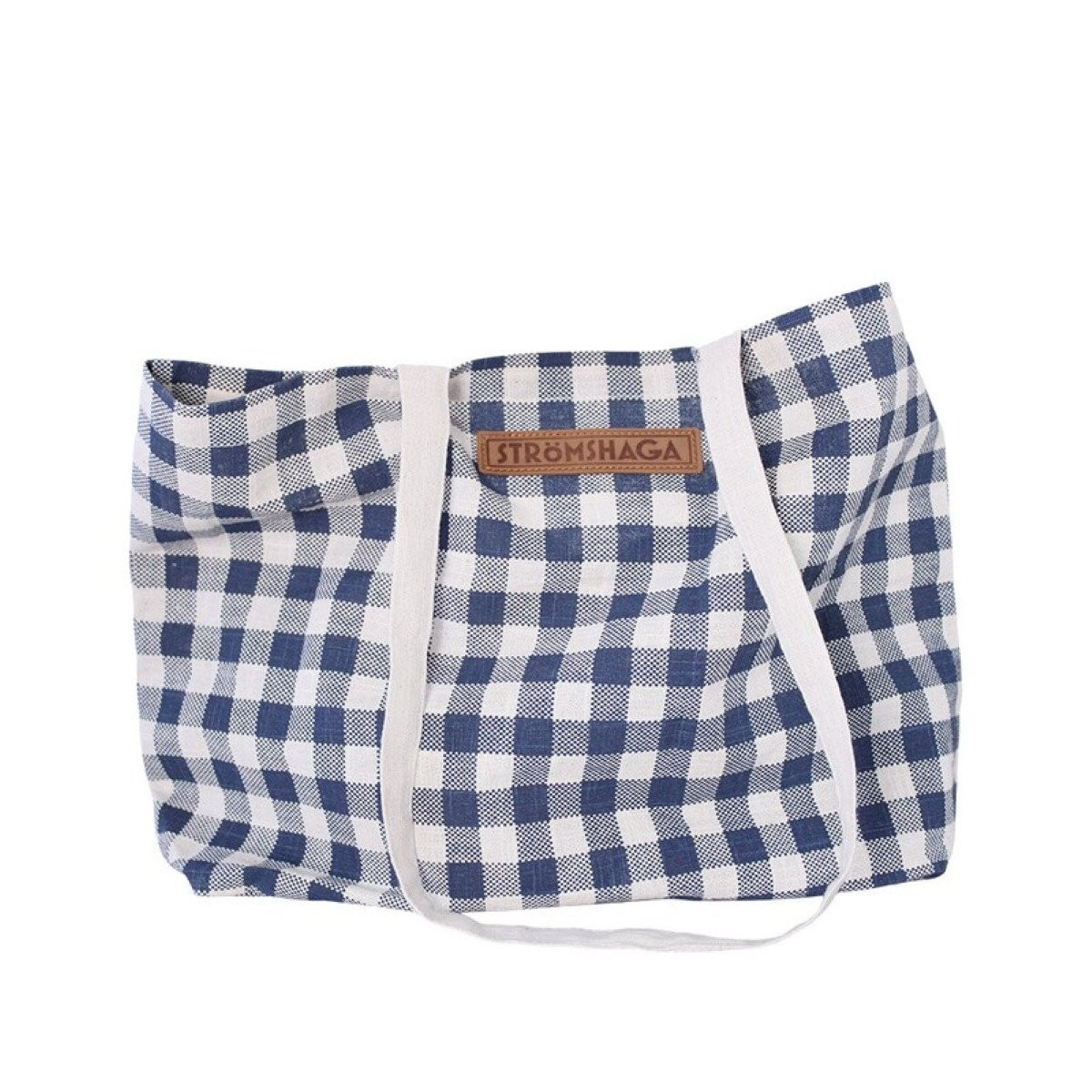 Plátěná taška s kostkovaným vzorem - modro-bílá - Strömshaga AB - 1 ks