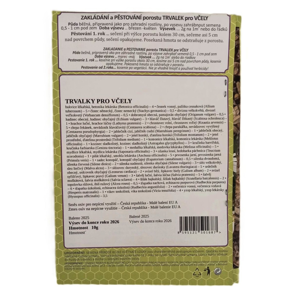 Vytrvalé květy pro včely - Planta Naturalis - luční směs - 10 g