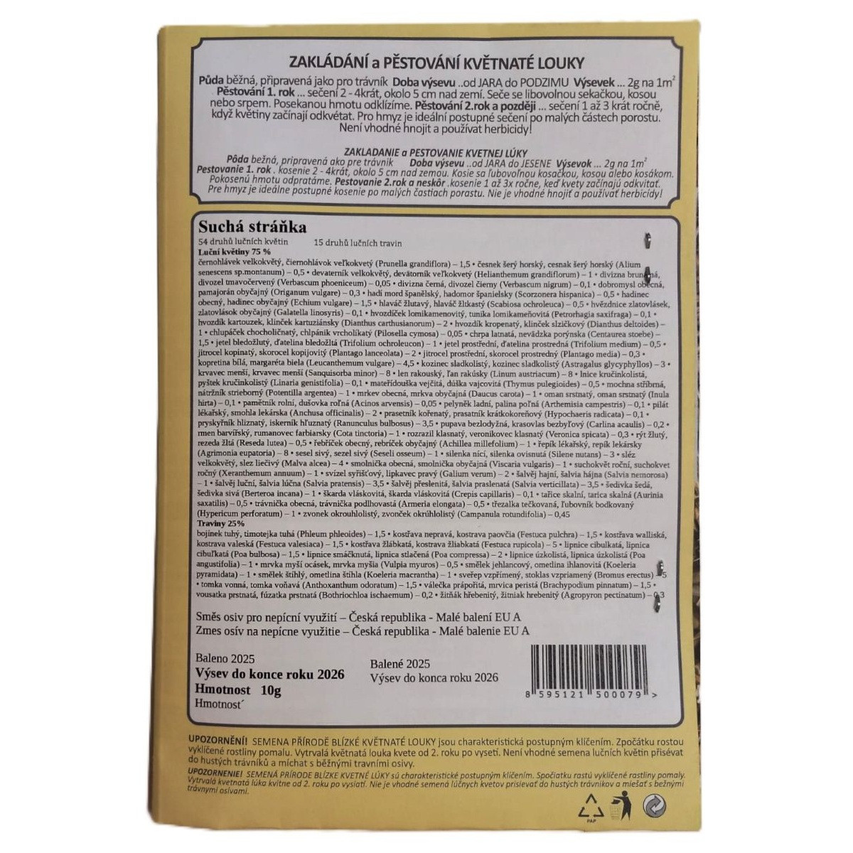 Suchá stráňka - Planta Naturalis - luční směs - 10 g