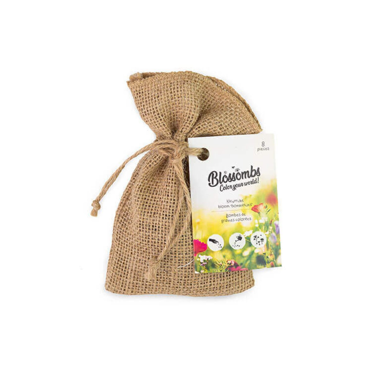 Jutový sáček s květinovými bombami - Blossombs - 8 kuliček - 1 balení