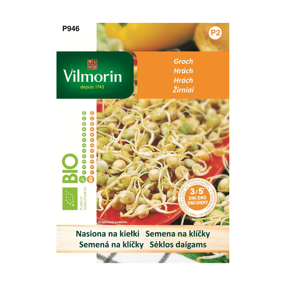 BIO semena na klíčky - Hrách - 40 g