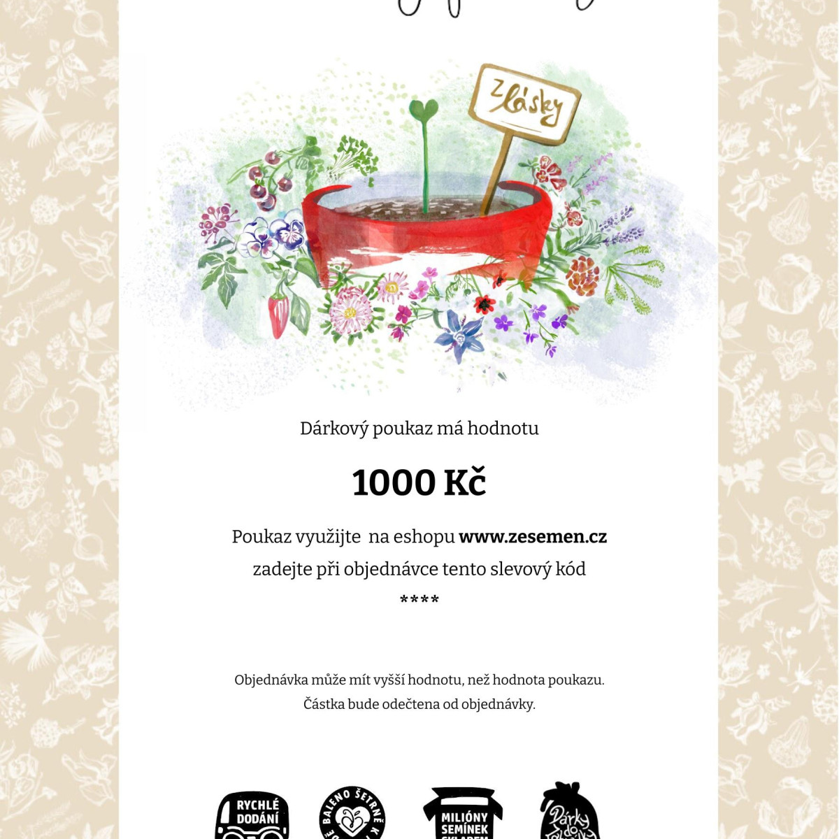 Voucher z lásky -  poukaz v hodnotě 1000 Kč