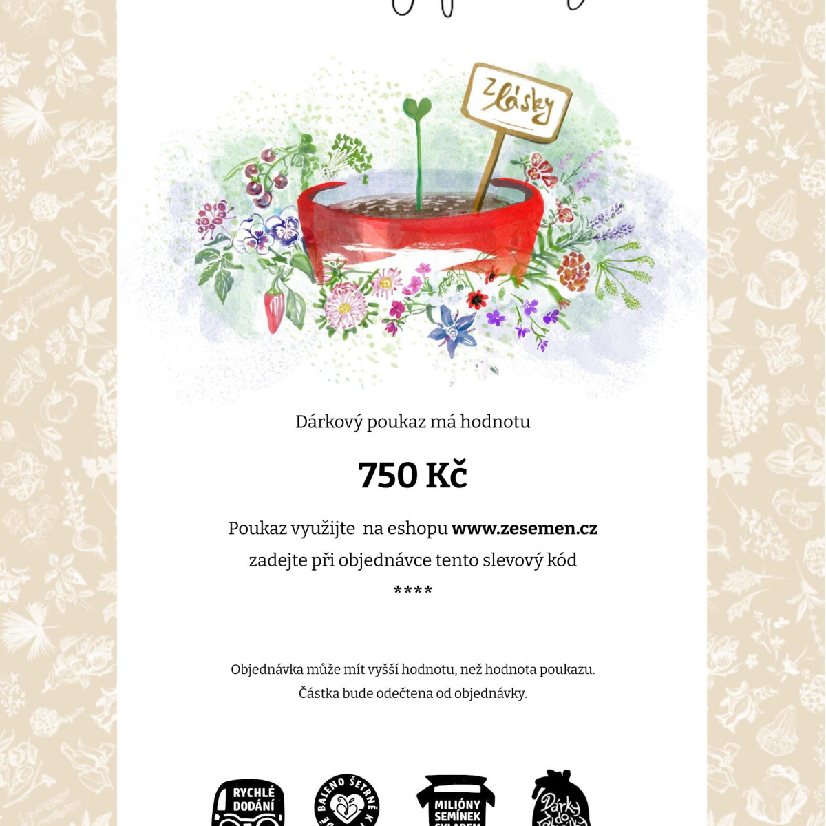 Voucher z lásky -  poukaz v hodnotě 750 Kč