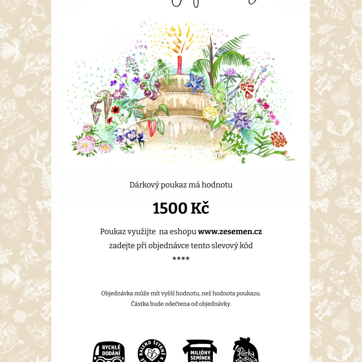 Narozeninový voucher -  poukaz v hodnotě 1500 Kč