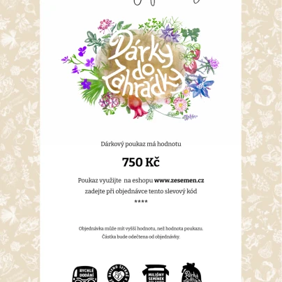 Dárkový voucher - poukaz v hodnotě 750 Kč