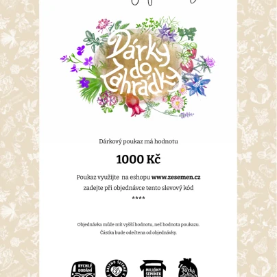 Dárkový voucher - poukaz v hodnotě 1000 Kč